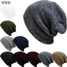 New Fashion Winter men knitting hats wool knitted thick warm beanies hat lady fashion bobble ski caps 2024 - buy cheap