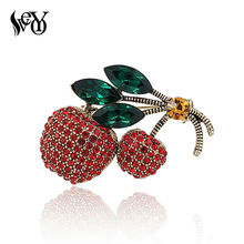 VEYO Red Cherry Rhinestone Crystal Brooches for Woman Fashion Jewlery Scarf Pin Costume Jewelry 2024 - buy cheap
