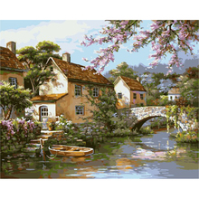 Painting By Numbers DIY Dropshipping 50x65 60x75cm Beautiful little village Landscape Canvas Wedding Decoration Art picture Gift 2024 - buy cheap