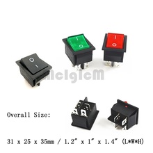 Boat Rocker Switch AC 16A 250V AC / 20A 125V AC 4 Pin ON-OFF SPST Snap in with Led Green and Red Light 25*31mm Black Switches 2024 - buy cheap