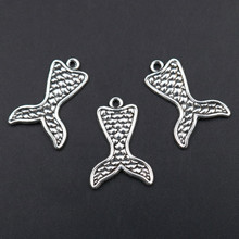 WKOUD 10pcs Silver Plated Mermaid Tail Charm Alloy Pendant Necklace Earrings DIY Metal Jewelry Handmade 27*19mm A1513 2024 - buy cheap