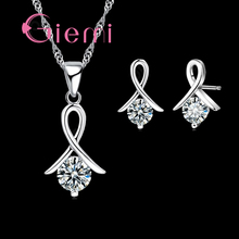 Genuine 925 Sterling Silver High Quality Cubic Zirconia Necklace Earrings Pendant Crystal Jewelry Set For Women 2024 - buy cheap