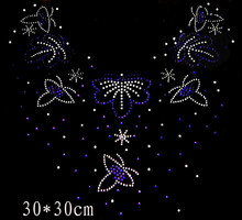 2 pc/lote Borboleta decote ferro strass hot fix rhinestone motivo rhinestone iron on transfers projetos decote camisola 2024 - compre barato