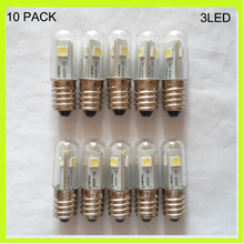 10 PACK mini 3*5050smd LED corn bulbs led refrigerator light 360 degree glass warm cool white E14 screw 220v 230v 240v 120v 2024 - buy cheap