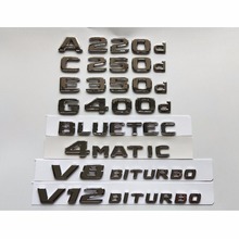 Emblemas cromados para mercedes benz, emblemas de letras cromadas para os modelos a220d, c220d, c250d, e350d, e400d, e220d, g350d, amg 4 mático, cdi, bluetec 2003-2010 2024 - compre barato