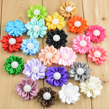 Wholesale 200 pcs/lot , Satin Ribbon Flowers pearl ribbon flower, hair clip embellishment , garment decoration 2024 - buy cheap