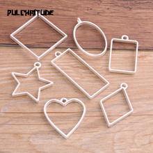  7pcs Dumb 7style Polished Alloy Jewelry Accessories Geometry Charm Hollow Glue Blank Pendant Tray Bezel 2024 - buy cheap