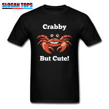 Crabby But Cute Men Tshirt Europe Personalized Mens T Shirts Fashionable Summer 100% Cotton Tops Funny Crab Print Tees Hip Hop 2024 - buy cheap