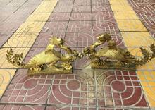 Pair 16'' Brass copper carved home fengshui decor two both birds phoenix peafowl 2024 - buy cheap