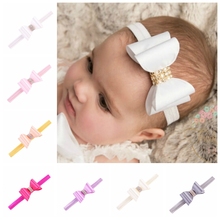 Yundfly Newborn Luxe PVC Bows With Rhinestone Elastic Baby Girls Headband Handmade Hard Bow Headbands Kids Hair Accessories 2024 - buy cheap