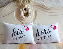 Personalized his and hers Pillowcase white bedding pillow cover custom couple cushion cases wedding gift Anniversary gift 20*30 2024 - buy cheap