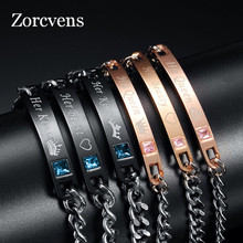 ZORCVENS His Queen Her King Black Rose Gold Color Women's Male Chain Crystal Couple Bracelet for Men Dropshipping 2024 - buy cheap