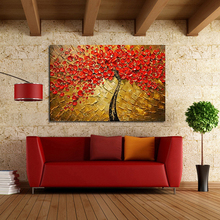 Modern 100% Hand Painted Canvas painting Art Work for Wall Decor Home Decoration Abstract Red Flower Oil Painting on Canvas Art 2024 - buy cheap