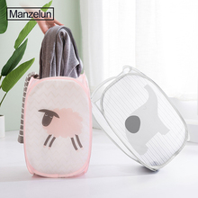 Foldable Clothes Storage Basket Animals Hamper Mesh Laundry Toy Storage Box Household Sundries Container with Side Pocket 2024 - buy cheap