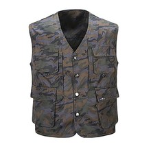 Men Spring Summer Camouflage Thin Fishing Vest Outdoor Photography Hiking Travel Multi Pocket Double Side Wear Waistcoat Tops 2024 - buy cheap