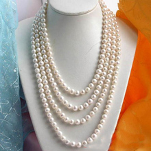 Handmade Pearl Jewellery,100inches 9-10mm Round White Freshwater Cultured Pearl Necklace,Fashion Women Gift Long Jewelry 2024 - buy cheap