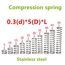 Molas de pressão de compressão de fio da mola, 50 peças 0.3*5 *(5/10/15/20/25/30/35/40/45/50) série de aço inoxidável 2024 - compre barato