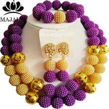 Majalia Fashion Purple and Beige Lady Nigerian Wedding African Jewelry Set Plastic Beads Bride Jewelry Sets Free Shipping 2QW001 2024 - buy cheap