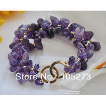 New 8'' 3Row Natural  Stone Original Bracelet 4-12mm Baroque Shaper With 4mm Gold Plateds Beads Wholesale 2024 - buy cheap