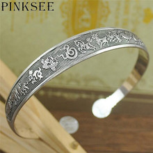PINKSEE Retro Silver Color Metal Carving Cuff Bangles Bracelet Antique Tibetan Cuff Bracelets for Women Dress 10 Designs Choice 2024 - buy cheap