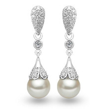 Pendiente de gota de agua de Plata de Ley 925 para mujer, Pendientes colgantes de perlas, Joyas de perlas de boda 2024 - compra barato