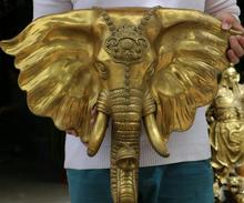 China cobre recolhe cabeça de elefante exclusiva ruyi morcego estátua pendurar na parede 2024 - compre barato