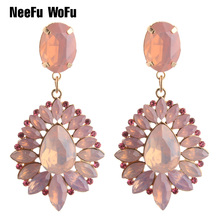 NeeFu WoFu Drop Rhinestone Earrings Big Crystal Earring Dangle Zinc alloy Large Long Brinco Printing Ear Oorbellen 2024 - buy cheap