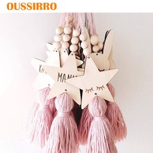 Nordic Style home decor Star Shape Wooden Beads Tassel Pendant Kids Room Decoration Wall Hanging Ornament for Photography 2024 - buy cheap
