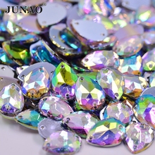 JUNAO 13*18mm 18*25mm Sew On AB Crystal Drop Rhinestone Flatback Acrylic Gems Strass Stones Applique For Needlework Crafts 2024 - buy cheap