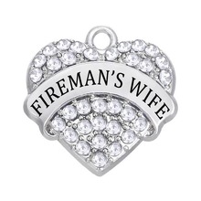 DOUBLE NOSE 50 pieces/lot New Fashion Hot Sale Clear Crystal Pave Heart Fireman's Wife Charm Jewelry Making Diy 2024 - купить недорого