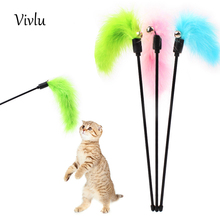 Solid Color Short Game Plush Funny Cat Stick Kitten Pet Teaser Feather Activity Toy Wire Chaser Wand Toys VD-060 2024 - buy cheap