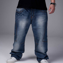Calça jeans 2018 algodão masculina, melhor preço por atacado, tamanho grande 30-46 2024 - compre barato