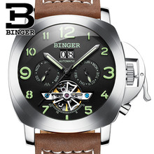 Switzerland BINGER Automatic Skeleton Watches Mens Tourbillon Mechanical Watch Military Calendar horloges mannen montre homme 2024 - buy cheap