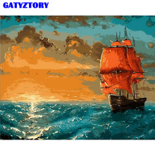 GATYZTORY Sunset Boat DIY Painting By Number Kit Home Wall Art Picture Hand Painted Oil Painting Unique Gift For Living Room Art 2024 - buy cheap