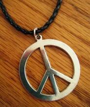 Vintage Silver Peace Sign Necklace Charms Choker Woven Leather Collar Statement Necklace Pendant Jewelry Women Gift DIY B195 2024 - buy cheap