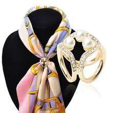 LUBOV Korean New Arrival Joker Pearl Scarf Clip Three Ring Rhinestone Decoration Scarf Buckle for Women Costume Jewelry 2024 - buy cheap