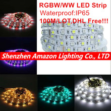 Tira de luces LED RGBW/WW 5050, resistente al agua IP20/IP65 5M/rollo DC12V 60LED/M 300 LED, barra Flexible, tiras de luz 100 m/lote envío gratuito con DHL 2024 - compra barato
