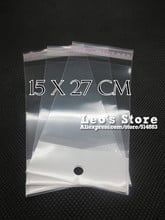 15x27cm Self Adhesive OPP Bag With Hanging Hole, Clear Header Plastic Bag,Supermarket Bag,wholesale free shipping 2024 - buy cheap