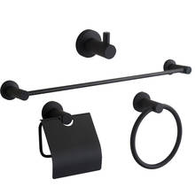 Leyden Blackened 304 Stainless Steel Single Towel Bar Towel Ring Holder Paper Holder Robe Hook 4pcs Bathroom Accessories Set 2024 - buy cheap