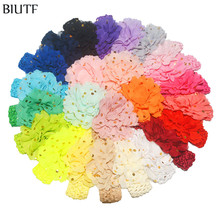 50pcs/lot Colorful Stretchy Crochet Headband with 10cm Polka Dot Chiffon Flower Girl Shower Party Headwear 37 Colors FD250 2024 - buy cheap