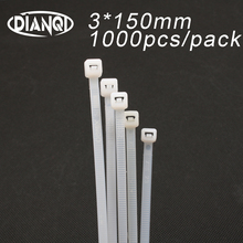 1000 pces 3mm * 150mm 1.9mm auto travando laços de cabo de náilon cor branca plástico zip tie fio obrigatório envoltório cintas ul certificado 2024 - compre barato