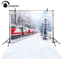 Allenjoy фон для фотосъемки старый поезд рельсы зимний Снежный лес фон для фотосъемки Декор Ткань Фотостудия 2024 - купить недорого