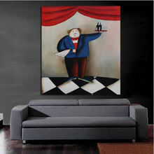 top aritist Handmade Abstract painting Waiter with Wine in the Show Oil Paintings on Canvas Wall Pictures for Home Decoration 2024 - buy cheap