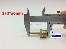 Encaixe de mangueira farpada 6mm, acessório de mangueira farpada de latão de 1/2 "polegadas macho bsp comprimento 45mm, adaptador de conexão de acoplador com frete grátis 2024 - compre barato