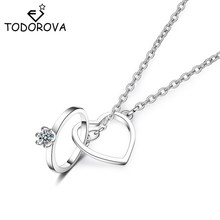 Todorova Women Kolye Choker Chain Necklace    CZ Crystal Love Heart Pendant Necklace Gift for Girlfriend 2024 - buy cheap