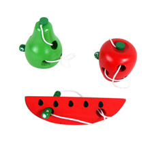 1Pcs Threading Rope Wooden Toy Worm Eat Fruit Apple Learning Exercise Ability Early Educational Toys For Children Kids Baby 2024 - buy cheap
