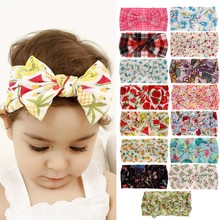 24pc/lot Newborn Kids Floral Print Nylon Headbands,Spring Summer Color Knotted Hair Bows Nylon Headband,Children Girls Headwear 2024 - buy cheap