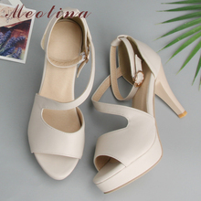 Meotina Shoes Women Summer Shoes Gladiator Sandals High Heels Sandals Open Toe Platform Ladies Shoes Beige White Big Size 9 43 2024 - buy cheap