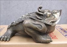 Estatua de Feng shui chino, estatua de bronce de tres sapo de pierna Jin Chan, buena suerte, 10 ", envío gratis 2024 - compra barato