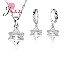 Jewelry Sets 925 Sterling Silver Newest Shape CZ Austrian Crystal Necklace Earring Chain Women Jewelry Wholesale 2024 - buy cheap